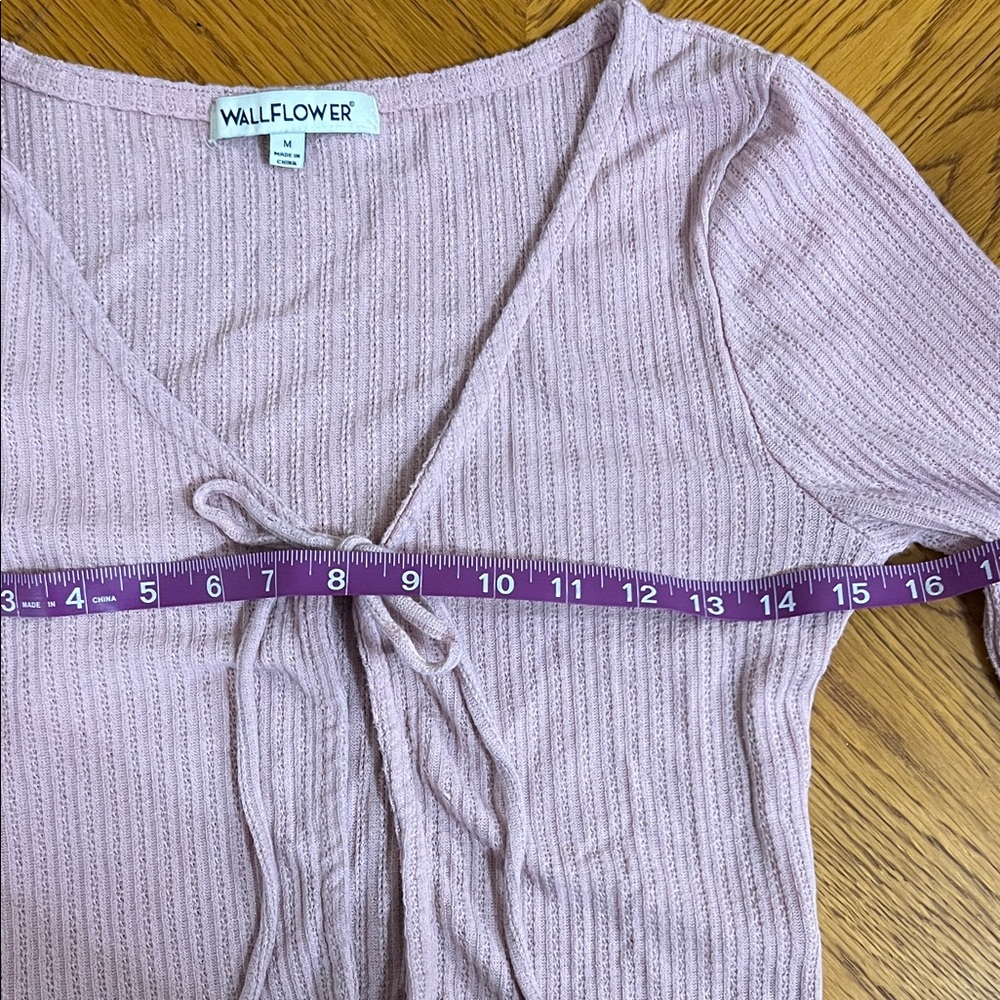 Wallflower Pink Tie-Front Cropped Cardigan - Picture 6 of 8